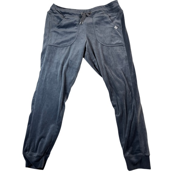 Marika Velour Lounge Pants Womens XL Blue Jogger Drawstring Pockets Casual - Picture 1 of 5